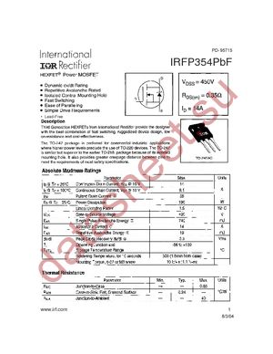 IRFP354PBF datasheet  