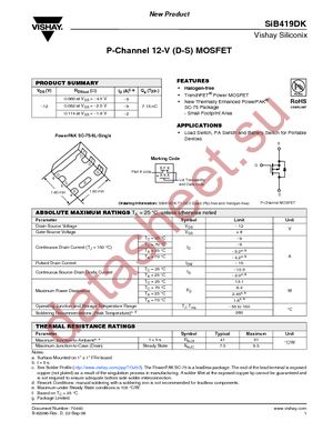 SIB419DK-T1-GE3 datasheet  