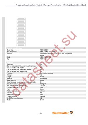 1609920000 datasheet  